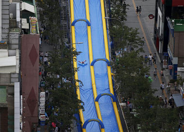Kundenspezifisches blaues riesiges aufblasbares Wasserrutsche-Stadt-Straßen-Ereignis-lange Lebensdauer