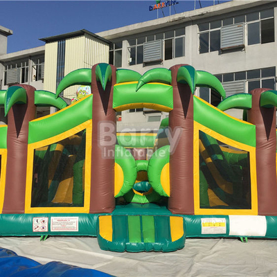 Tropischer kommerzieller aufblasbarer Schloss 0.55mm PVC-Unterhaltungs-Dschungel-themenorientierter aufblasbarer Spielplatz