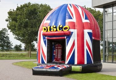 Lustiges Disco-Prahler-Haus Union Jack, trinkbares aufblasbares springendes Haus PVCs
