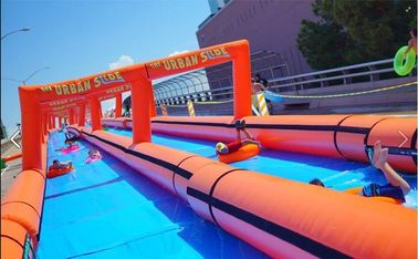 Orange riesige aufblasbare Wasserrutsche von 1000 Ft mit doppel- Tripple-Stich