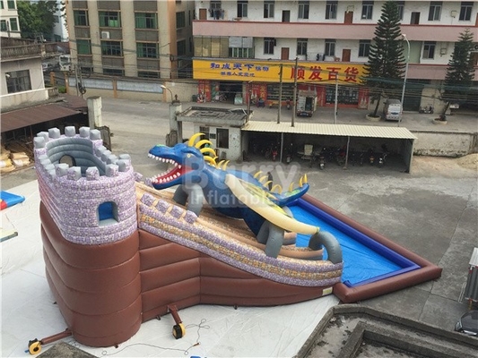Industrielles PVC-Planen-Material Dragon Inflatable Water Slide-15X11X8M 0.9mm