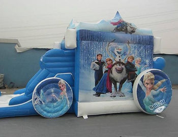 Überraschende Frozon Prinzessin Inflatable Combo, blauer Wagen aufblasbarer Prahler kombiniert
