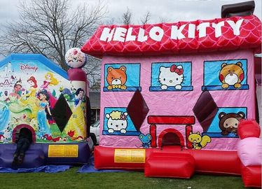 Rosa aufblasbarer Prahler Hello Kittys, Explosions-Kinderfedernd Schloss für Hinterhof-Spaß