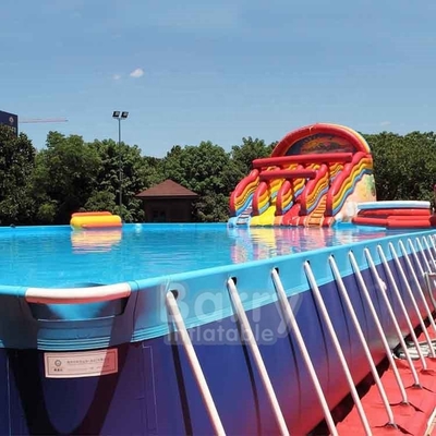 Tragbarer Pool des Wasser-EN71 0.9mm Rahmen-Swimmingpool PVCs aufblasbarer rechteckiger Metall
