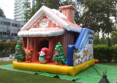 Cuatomized 0.55mm frohe Weihnacht-aufblasbares Weihnachtsmanns PVCs federnd Schloss für Kinderspiel