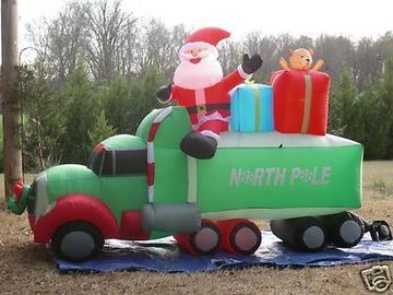 Riesiges aufblasbares Werbungs-Produkt-Weihnachten verziert Weihnachtsmann mit Auto