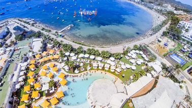 Riesiger erwachsener riesiger blauer aufblasbarer Sportpark für Wake Island, Wassersportausrüstung für Ozean