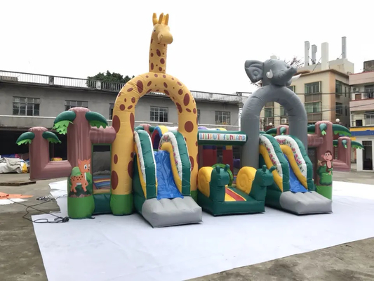 Spielplatz-Dschungel-Thema-aufblasbares Vergnügungspark-springendes Schloss mit Dia