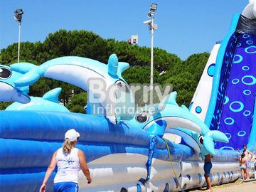 Blaue tierische riesige Delphin-aufblasbare Wasserrutsche-erwachsene Größen-enorme aufblasbare Dias