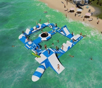 OEM-Plane, aufblasbarer schwimmender Wasserpark, Familien-Resorts, Wasserparks, schwimmende aufblasbare Insel