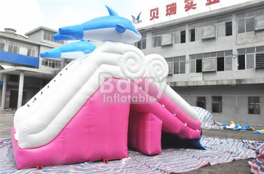 0.55mm PVC-Planen-materielles Delphin-Rosa-aufblasbares Dia für Swimmingpool