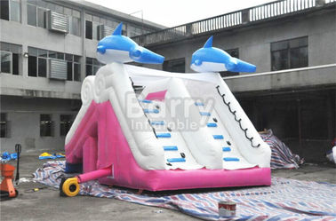 0.55mm PVC-Planen-materielles Delphin-Rosa-aufblasbares Dia für Swimmingpool