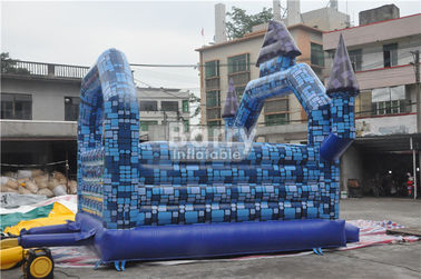 aufblasbarer Prahler-blauer Block-federnd Haus-Schloss 0.55mm PVCs für Halloween-Festival