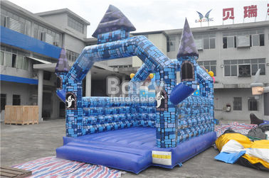 aufblasbarer Prahler-blauer Block-federnd Haus-Schloss 0.55mm PVCs für Halloween-Festival
