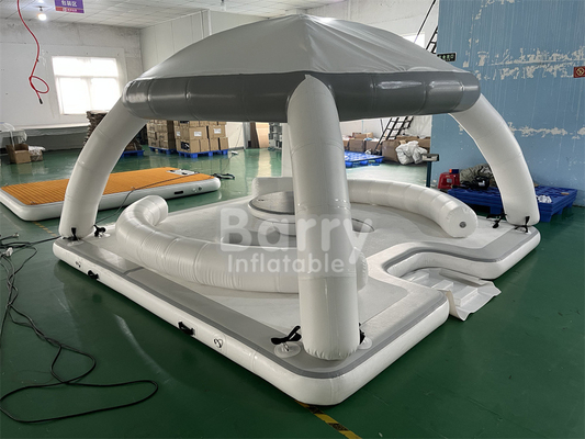 Maßgeschneiderte tragbare schwimmende Wasser-Freizeit-Aqua-Banas-Plattform Dock mit Zelt aufblasbare Liegestelle