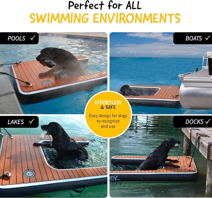 Individuelles Logo Aufblasbare schwimmende Anlegestelle DWF PVC Plane Wasser aufblasbare Hundebahn für Hunde Schwimmen