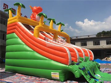 PVC-Dinosaurier-Doppelt-aufblasbare Wasserrutsche für Pool mit Landungs-Bett