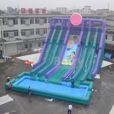0.55mm PVC fertigte die 4 Weg-aufblasbaren Wasserrutsche mit Pool für Erwachsenen oder Kinder besonders an