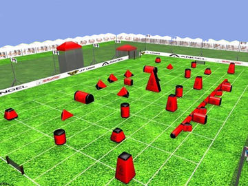 Kommerzielle aufblasbare Sportspiele, PVC-Plane aufblasbares Paintball-Feld für im Freien