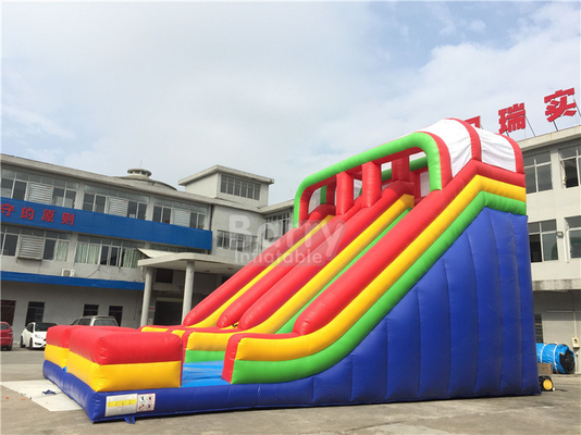 PVC-Planen-Regenbogen-doppelter Weg-aufblasbare Wasserrutsche für Kinderspielplatz
