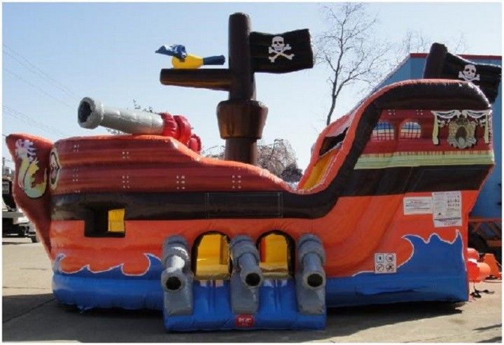 Piraten-Schiffs-Dia-aufblasbares kombiniertes springendes Haus für Geburtstagsfeier