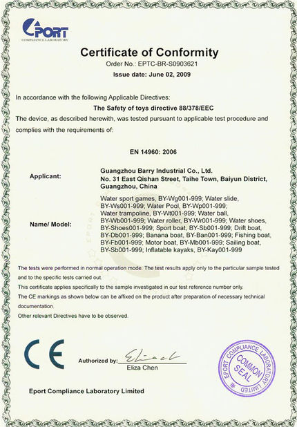 China Guangzhou Barry Industrial Co., Ltd zertifizierungen