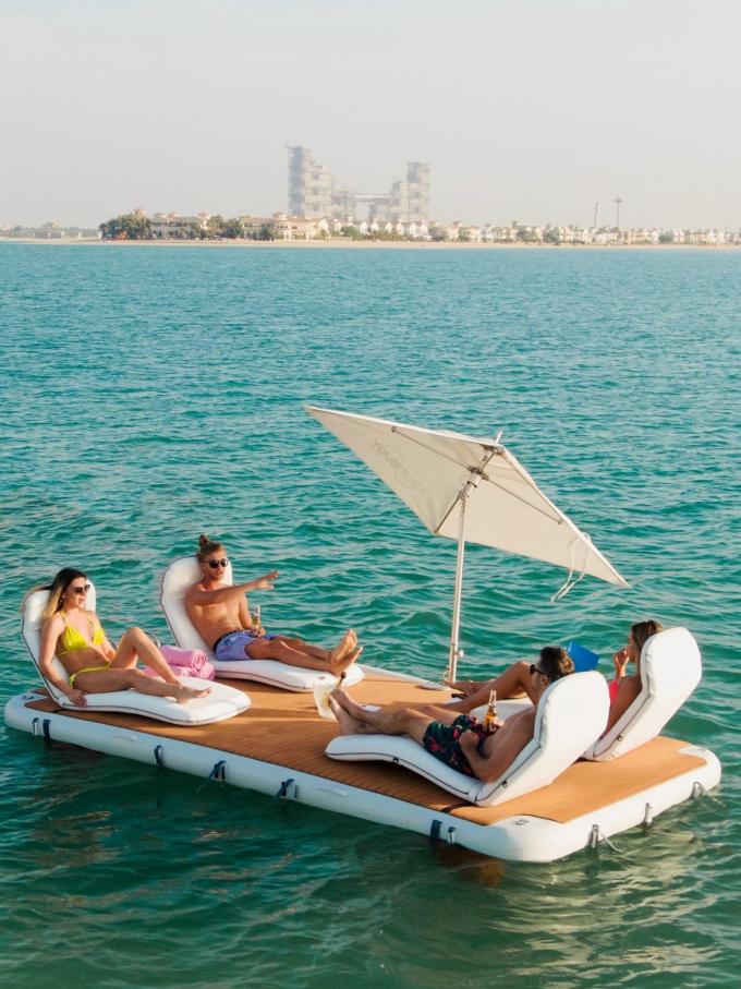 Wasserseen Ozean Freizeit T-Form aufblasbare schwimmende Yacht Dock Familie Freunde Party 5