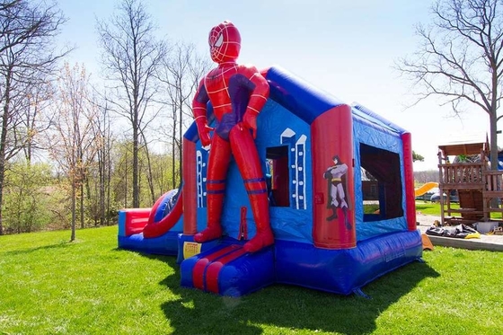 Spiderman-Abenteuer-im Freien aufblasbares kombiniertes Superheld-Schlag-Haus mit Dia