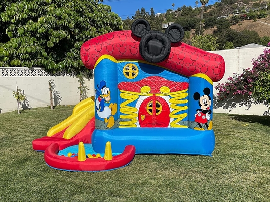 Prahler-Disneys Mickey Mouse Funhouse Outdoor Bounce 0.55mm PVCs aufblasbares Haus mit Dia