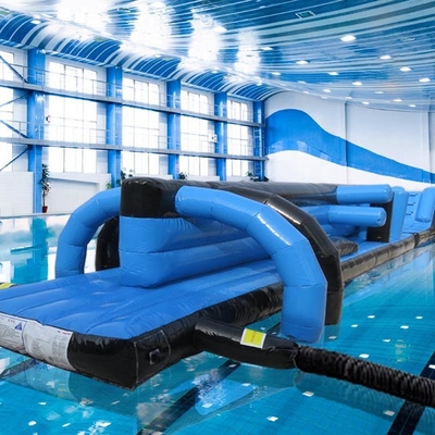 Aufblasbares Wasserspielzeug Hindernislauf für den Pool 13M Schwarz & Blau Zwillingsbahn Pool Aufblasbares Aqua Run