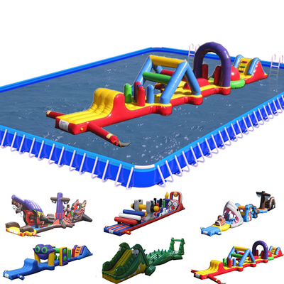 PVC auf dem Wasser aufblasbar Hindernislauf Einbahnstraße Aquatrennen mit Rutsche für Kinder und Erwachsene
