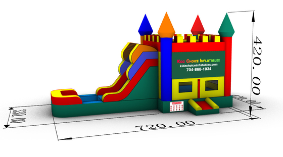PVC-Kinderspezifisches Logo Wasser- oder Trockenkasten Sprunghaus mit Rutsche Spielzeugart