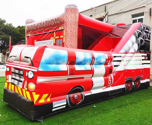 OEM ODM 3 in 1 Feuerwache Sprunghaus mit Pool Sprungspringer Schloss Wasserrutsche Hindernis für Kinder