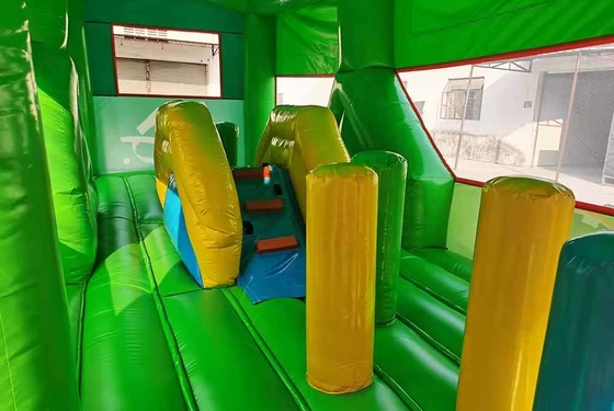 Kommerzielle Erwachsene Kinder Pastellparty Schulbus Sprunghaus mit kleinen Rutschen und Hindernislauf