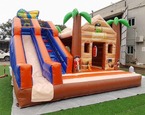 Sicher und langlebig Palmenbaum Sprungburg Piratendschungel Sprunghaus mit Rutsche für Kinder Erwachsene
