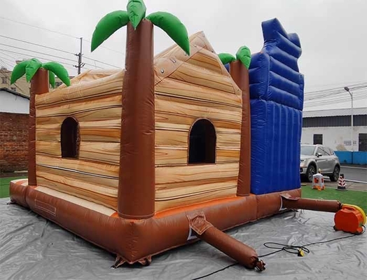 Sicher und langlebig Palmenbaum Sprungburg Piratendschungel Sprunghaus mit Rutsche für Kinder Erwachsene