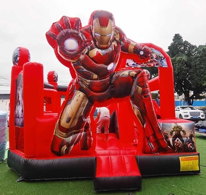 Individuell aufblasbarer Türsteher mit Zeichentrickfilmthema Iron Man Sprunghaus mit Rutsche