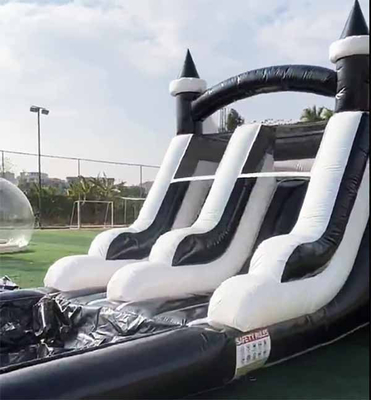 Innen- und Außenraum Schwarz-Weiß-Tuxedo-Sprunghaus aufblasbare Wasserrutsche für die Party