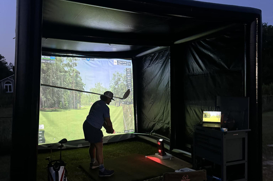 Verstärktes Outdoor-Golf-Training Schlagkäfig-Bildschirm aufblasbares Golf-Simulatorzelt für Sport