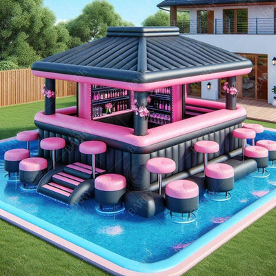 Pink Floating Water Pool Bar Portable Luftdichtes Pool Bar Freizeitplattform Party Bar Aufblasbares Wasserbad