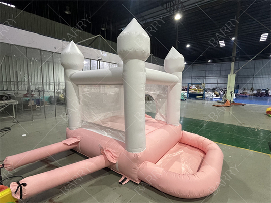 3.3x3m Weiß und Rosa Schöne aufblasbare Hochzeitsschleuder-Rutsche Kombo Sprungschloss-Rutsche