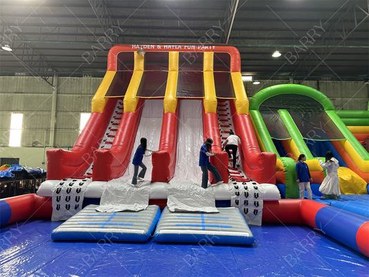 Outdoor Riesiges Sprunghaus Erwachsene Kinder PVC-Rutsche Mit Pool Aufblasbarer Wasserpark Für Spaß Vergnügungspark