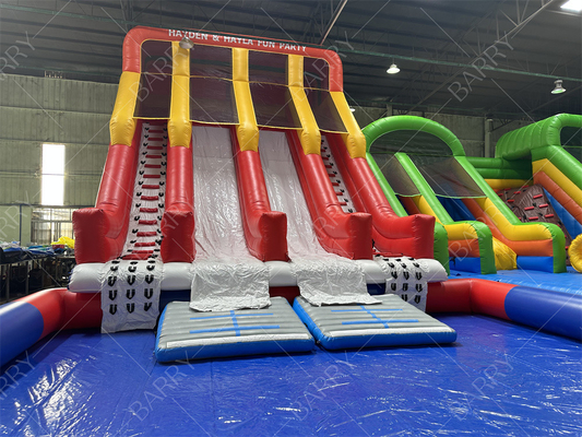 Outdoor Riesiges Sprunghaus Erwachsene Kinder PVC-Rutsche Mit Pool Aufblasbarer Wasserpark Für Spaß Vergnügungspark