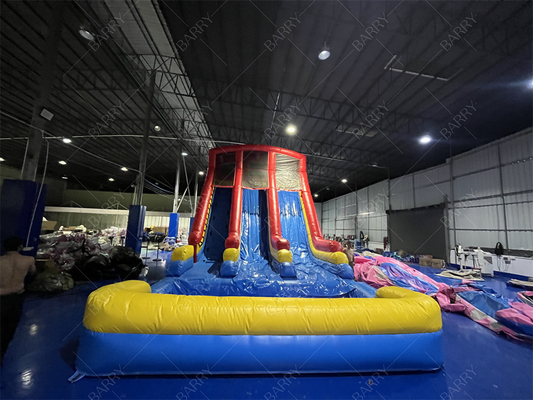 10.5x5.4x6.6m Commercial Doppelspur großer aufblasbarer Wasserrutscher Springer Sprung Mond Sprung Wasserrutschen für Erwachsene Pool