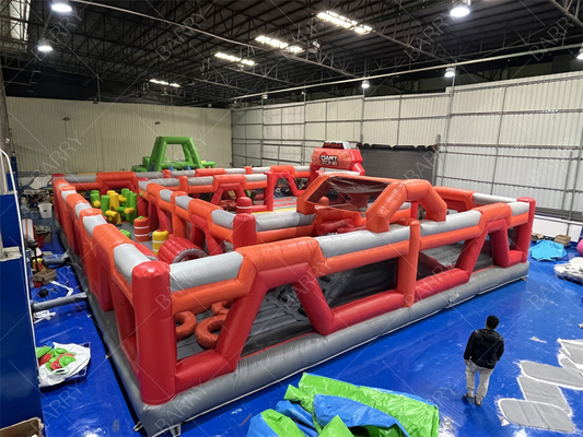 Red Trampoline Park Spaß Stadt aufblasbarer Vergnügungspark Großer Erwachsener aufblasbarer Sprunghäuser zum Verkauf für Kinder