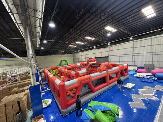 Red Trampoline Park Spaß Stadt aufblasbarer Vergnügungspark Großer Erwachsener aufblasbarer Sprunghäuser zum Verkauf für Kinder