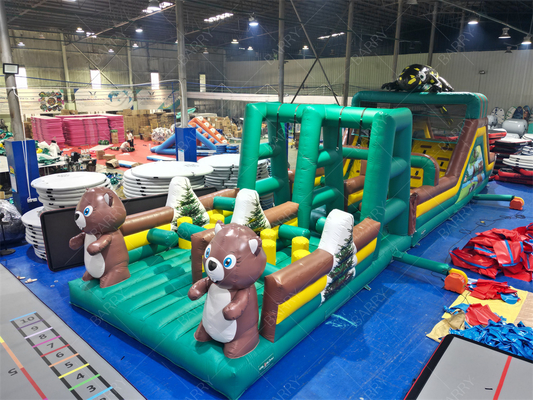 Riesiger aufblasbarer Sprung-Springer-Rutscher Hindernisplatz aufblasbares Spiel Hindernis Trampolin-Park für Kinder und Erwachsene