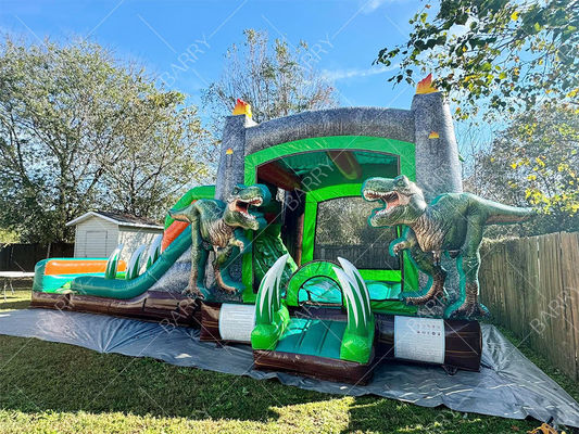 T-Rex Dinosaurier aufblasbare Wasserrutsche Sprunghaus Combo aufblasbare Türsteher Sprungburg
