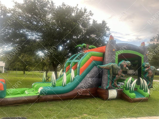 T-Rex Dinosaurier aufblasbare Wasserrutsche Sprunghaus Combo aufblasbare Türsteher Sprungburg