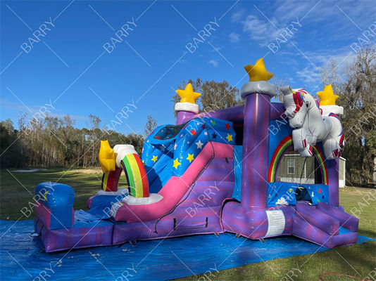 Kommerzielle aufblasbare Wasserrutsche Combo Bouncer Einhorn Jumper Springende Mond Bouncy Schlösser Bounce House